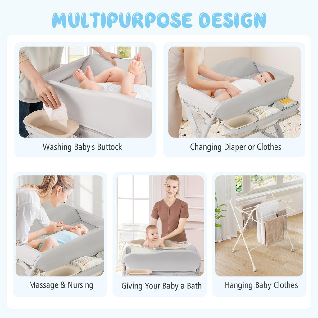 Portable Foldable Baby Changing Table with Wheels G2741