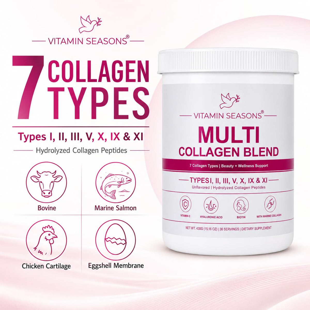 Unflavored Hydrolyzed Collagen Peptides Powder 15.16 oz R55524