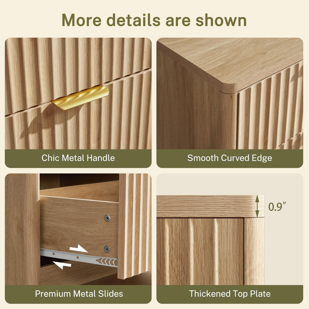 Fluted 6 Drawer Wood Dresser V546164