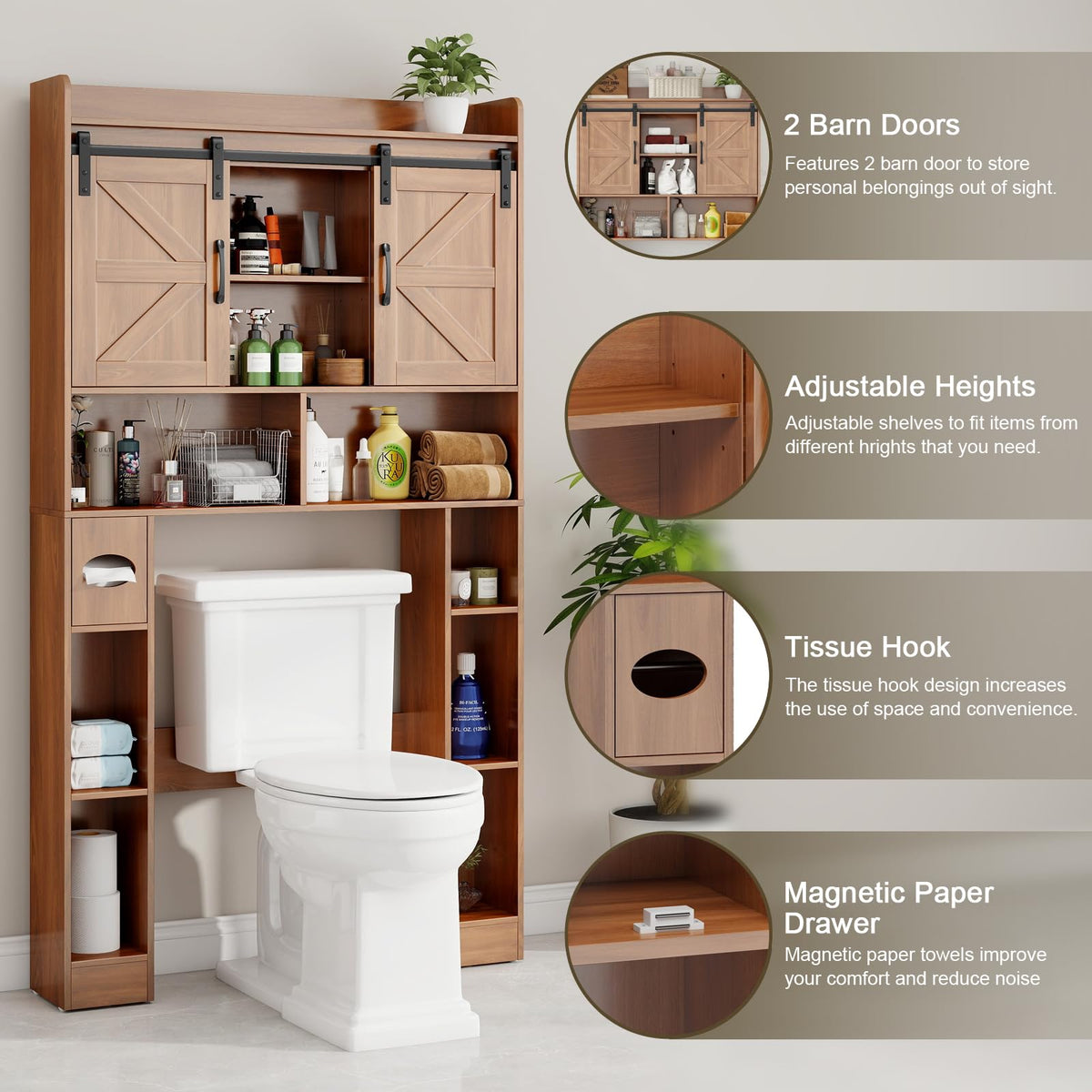 Over The Toilet Cabinet with Sliding Doors J869