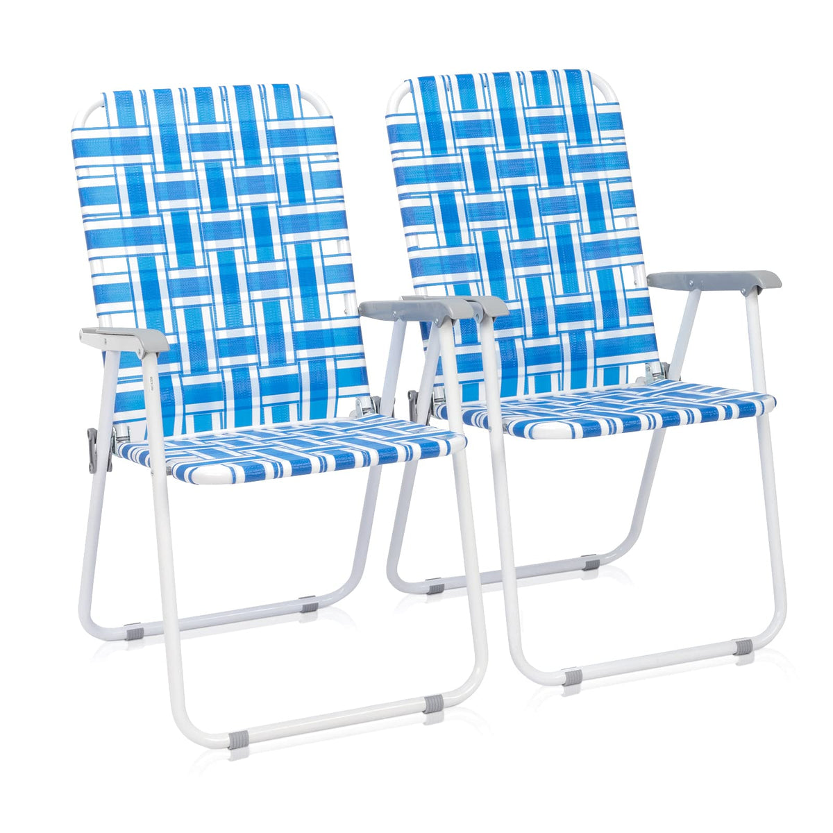 Set of 2 Blue Webbed Folding Patio Chair P85212