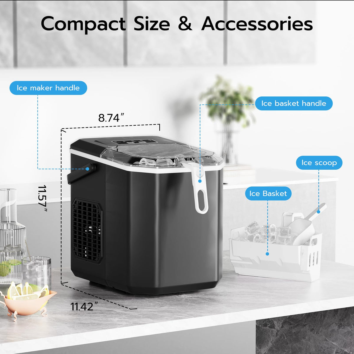 Black 26Lbs/24H Countertop Ice Maker N88982