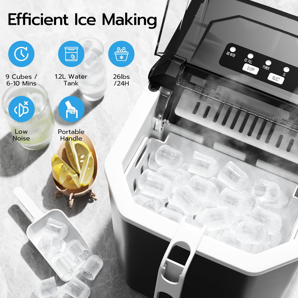 Black 26Lbs/24H Countertop Ice Maker N88982
