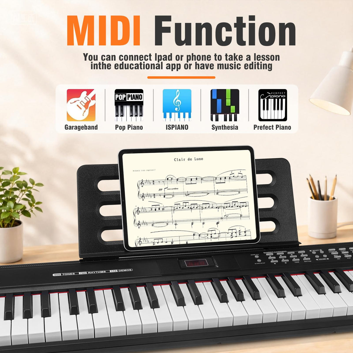 88 Key Semi Weighted Digital Piano with Stand D57058