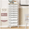 Rolling Storage Cart with 10 Drawers, White X827