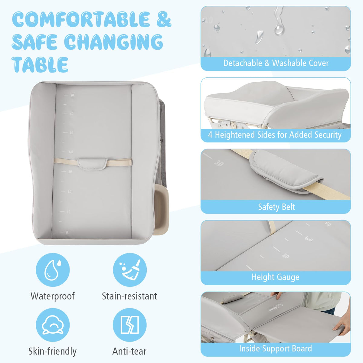 Portable Foldable Baby Changing Table with Wheels G2741