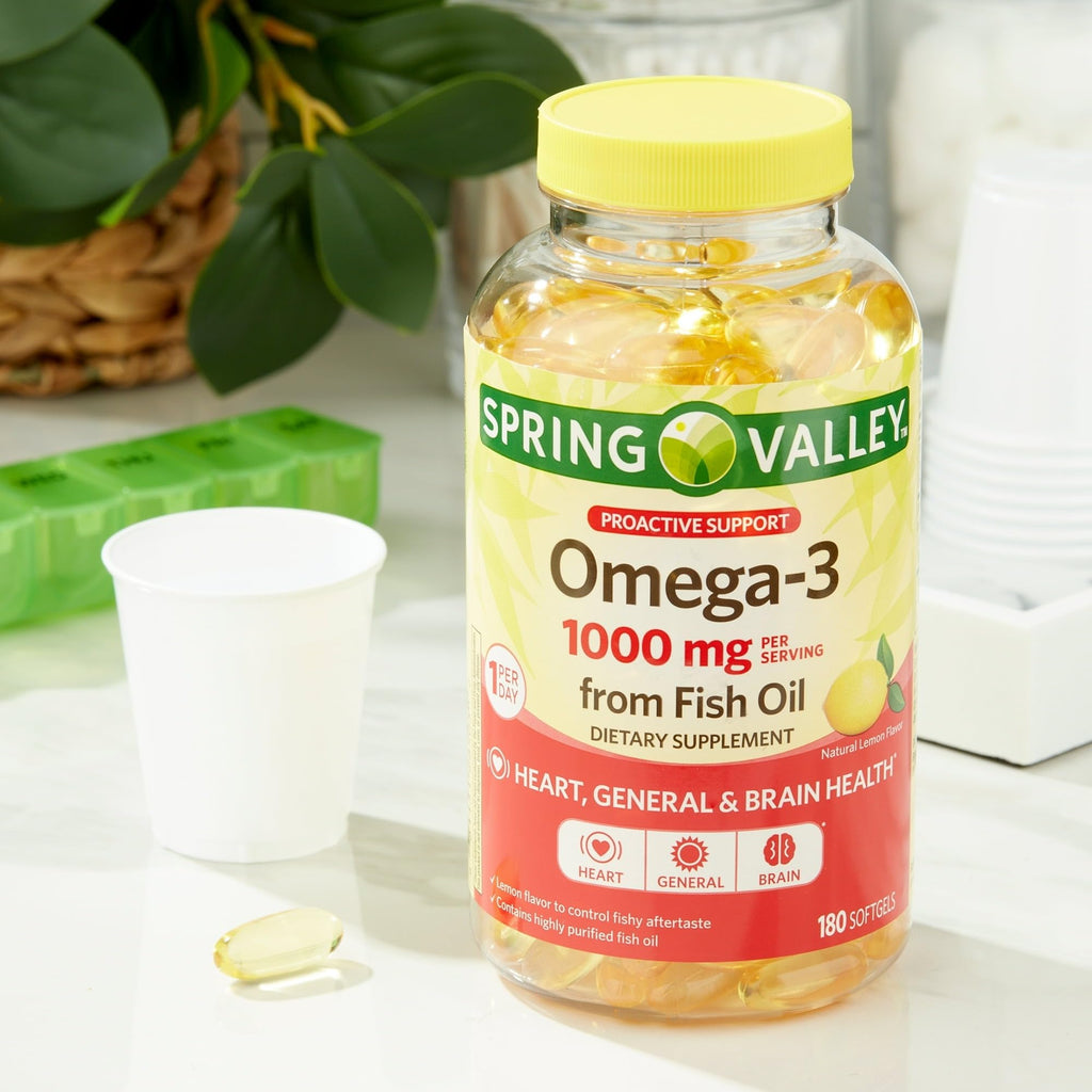 Omega-3 Fish Oil Soft Gels 1000 mg 180 Count Dietary Supplement Q727