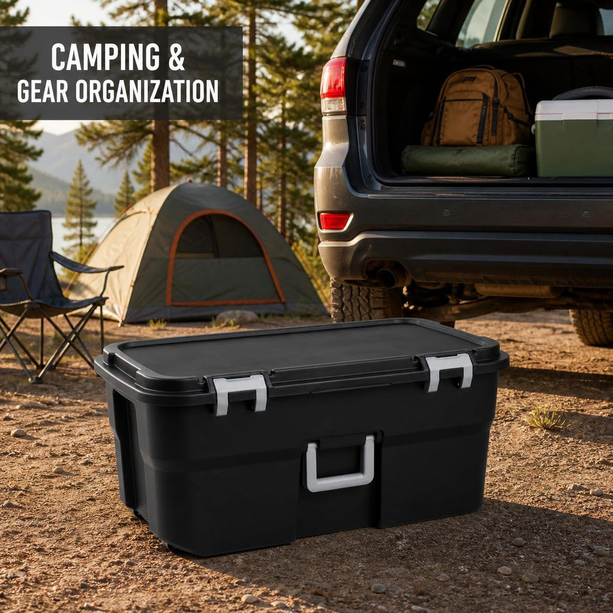 22 Gallon Wheeled Black Storage Trunk N746
