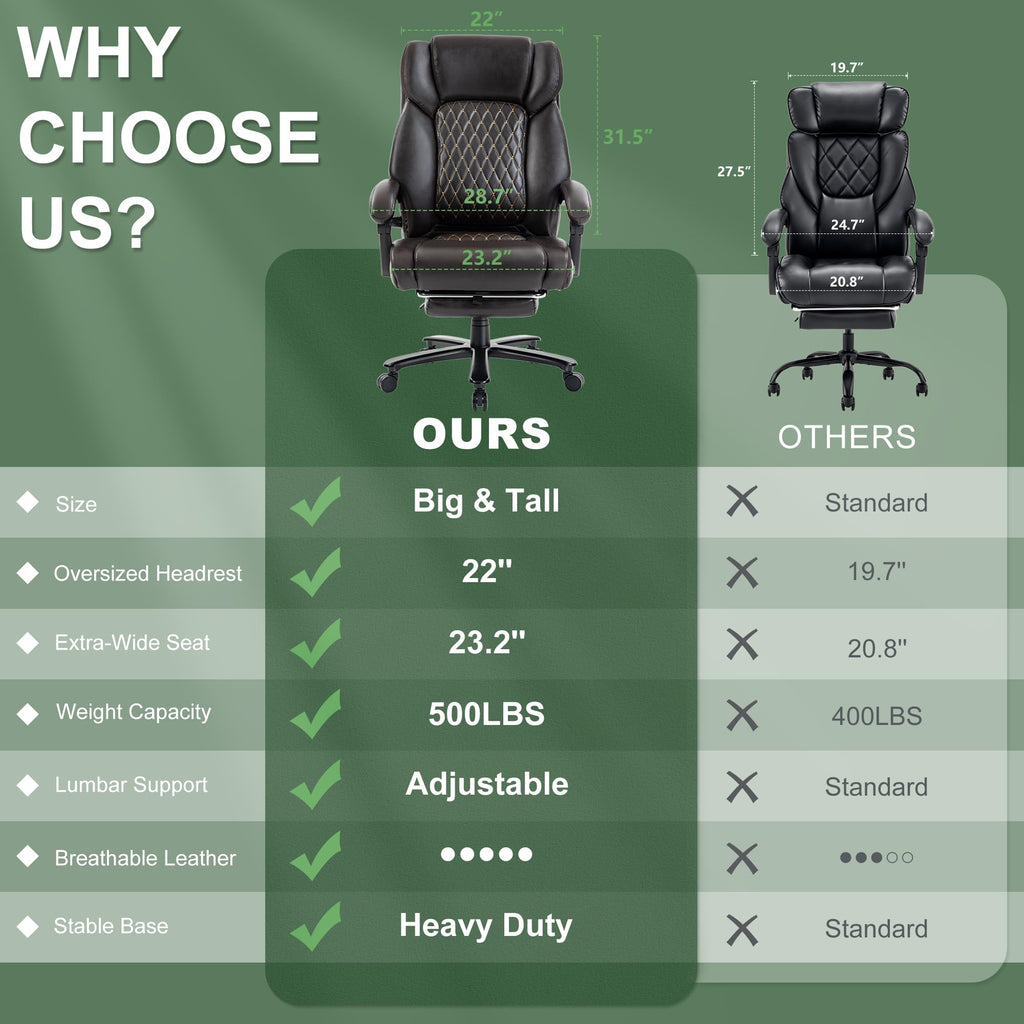 Brown Reclining Executive Office Chair with Footrest R60271