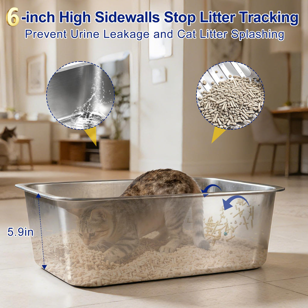 Stainless Steel Sifting Litter Box with Sifter O812877