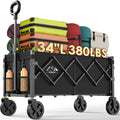 34'' Extra Long Collapsible Wagon, 380lbs Heavy Duty Utility Cart with All-Terrain Wheels V45891