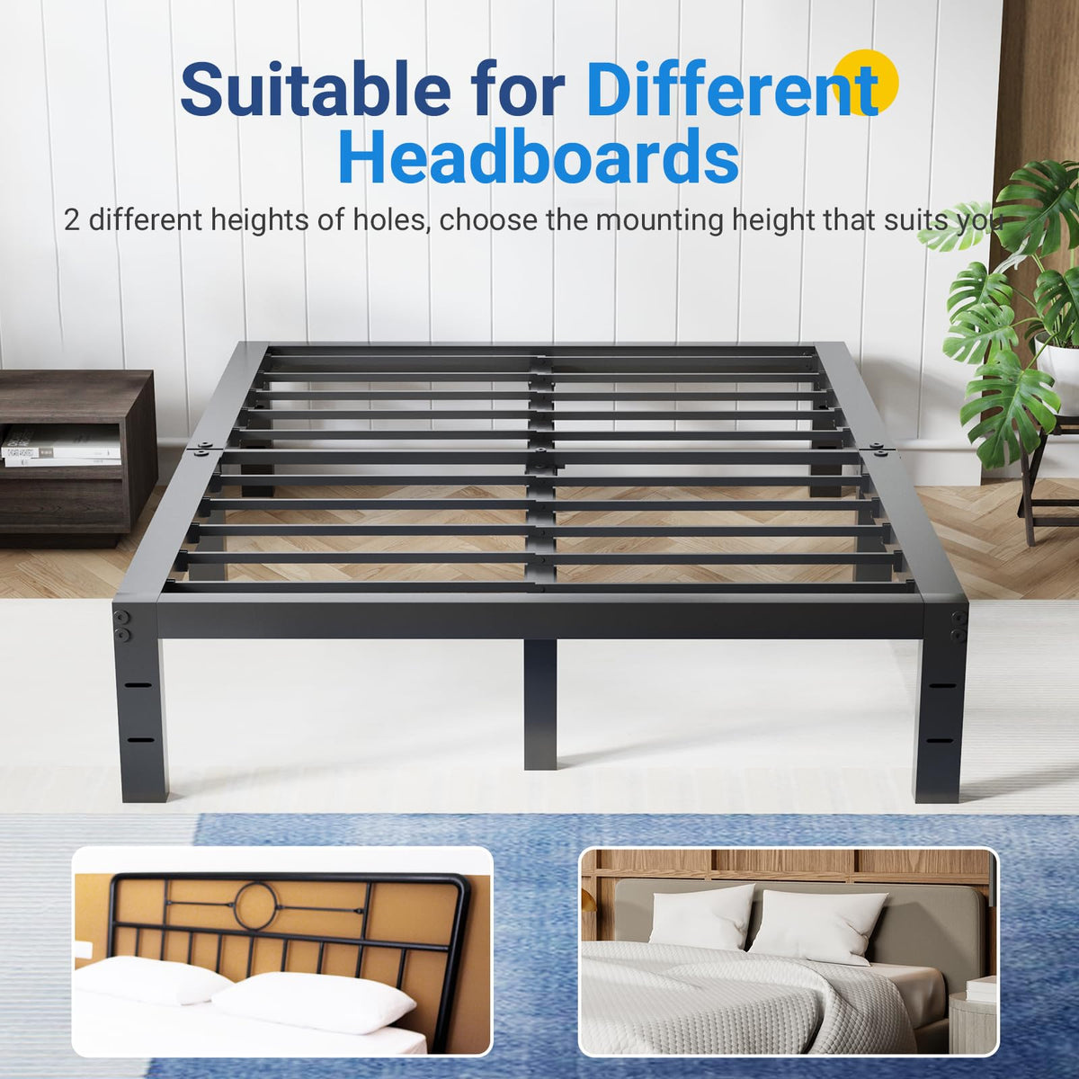 Queen Size 18 Inch Metal Platform Bed Frame H61238