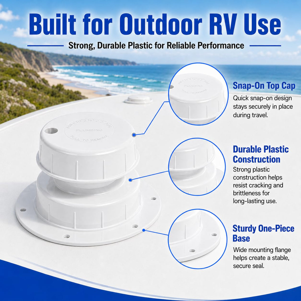 RV Plumbing Vent Caps 1 to 2 3/8" Pipe N5090