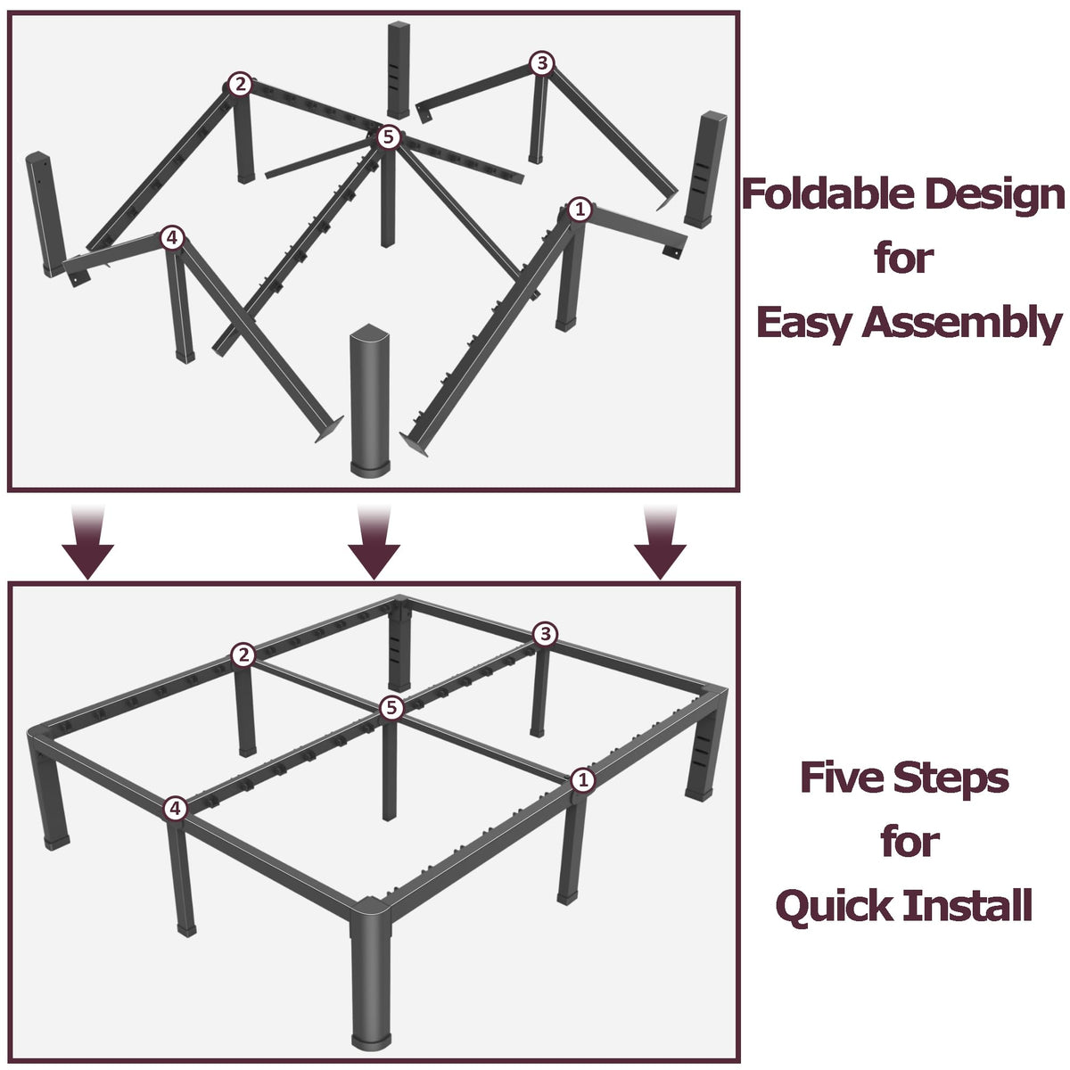 18 inch Queen Metal Platform Bed Frame R675