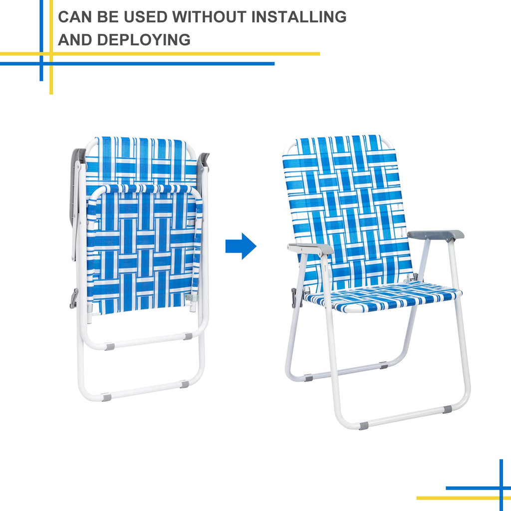 Set of 2 Blue Webbed Folding Patio Chair P85212