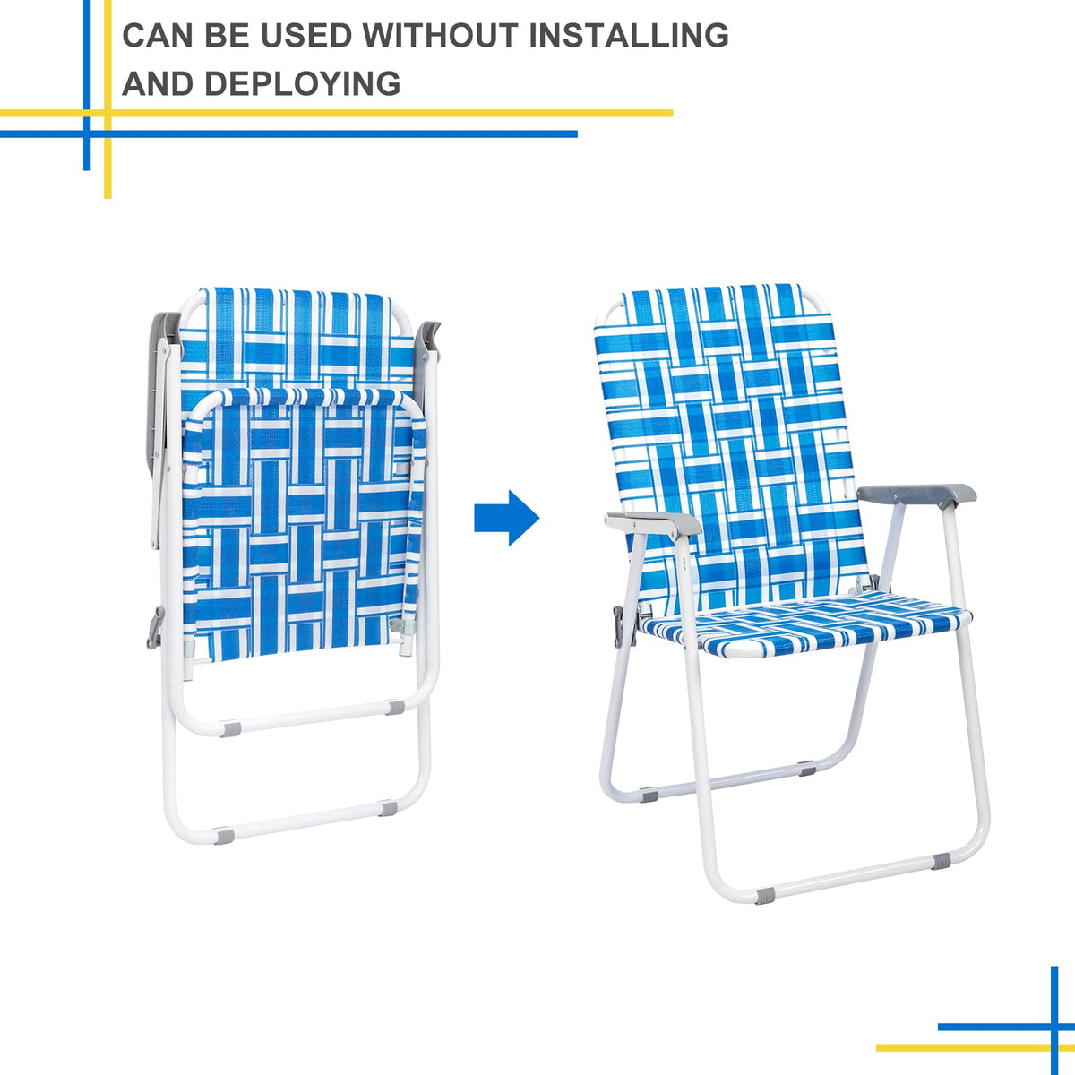 Set of 2 Blue Webbed Folding Patio Chair P85212