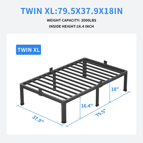 18 Inch Twin XL Bed Frames with Round Corner Leg I736