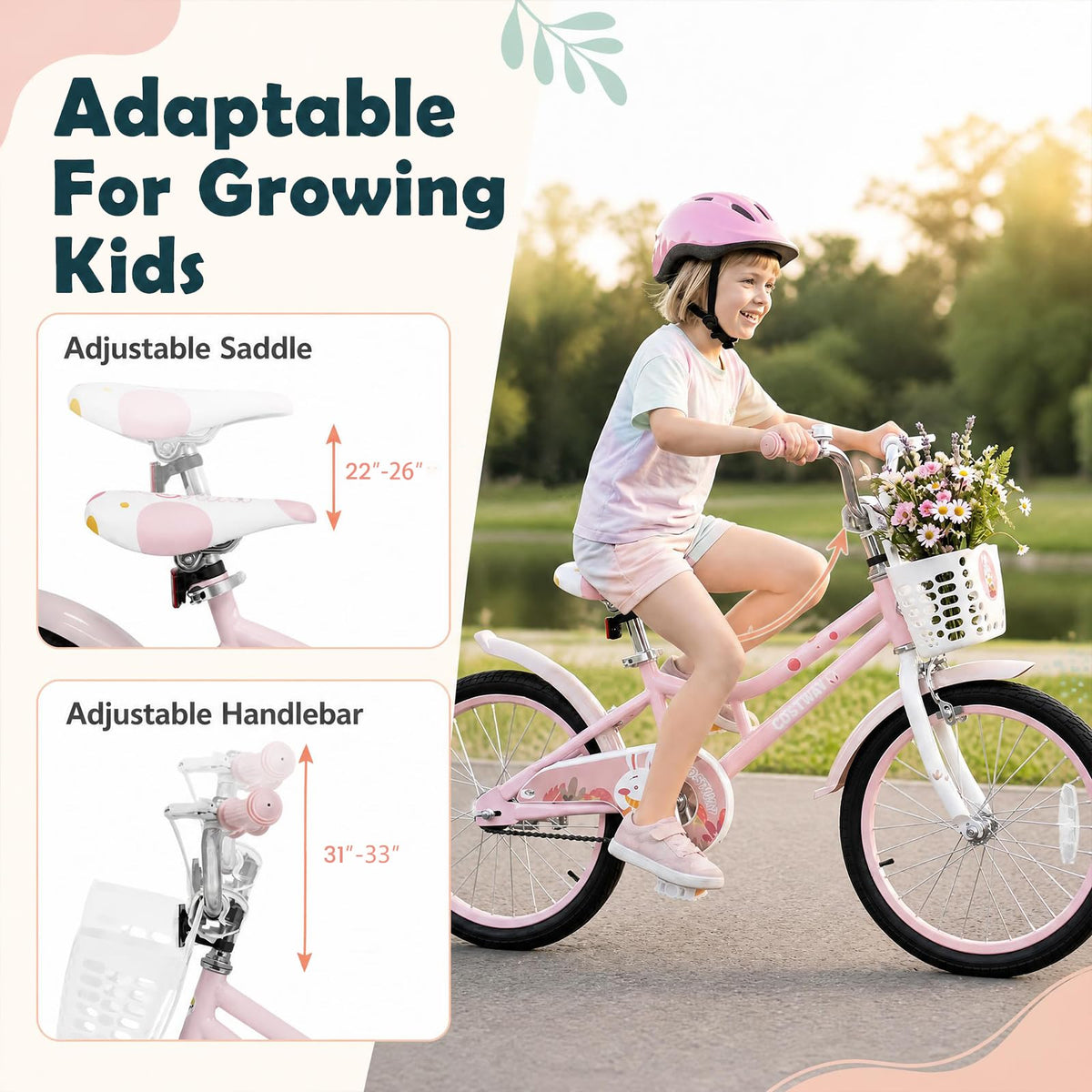 18 Inch Girls Bike with Basket B96292