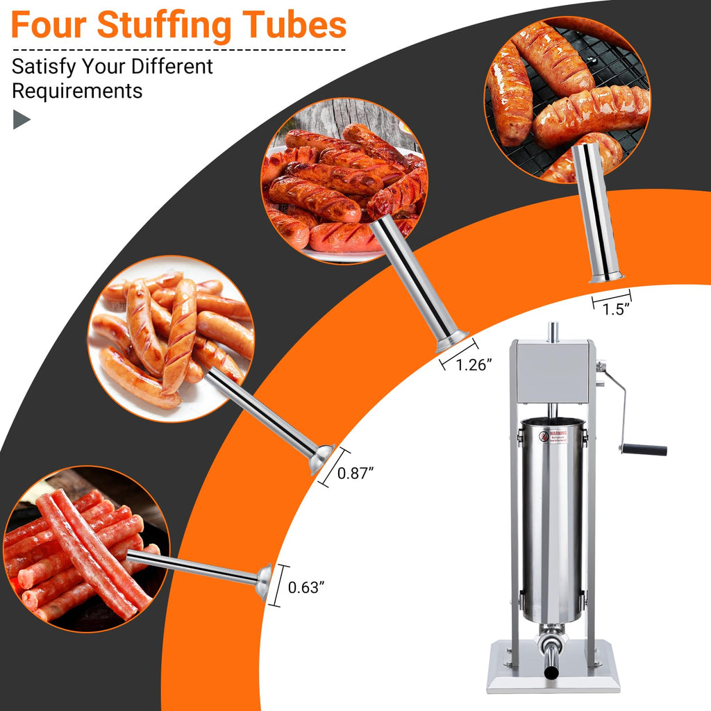 Heavy Duty Stainless Steel 15LBS Manual Sausage Stuffer Machine V1338