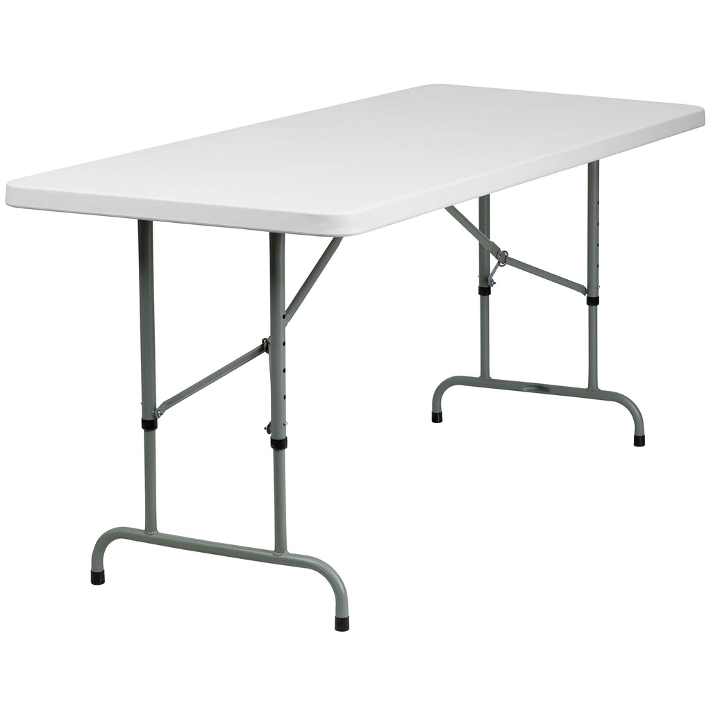 6-Foot Granite White Adjustable Plastic Folding Table W724313