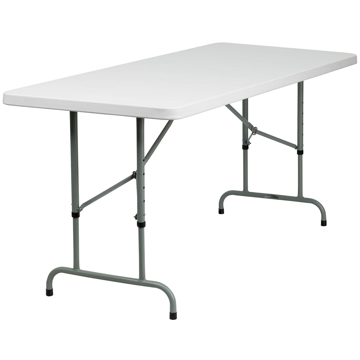 6-Foot Granite White Adjustable Plastic Folding Table W724313