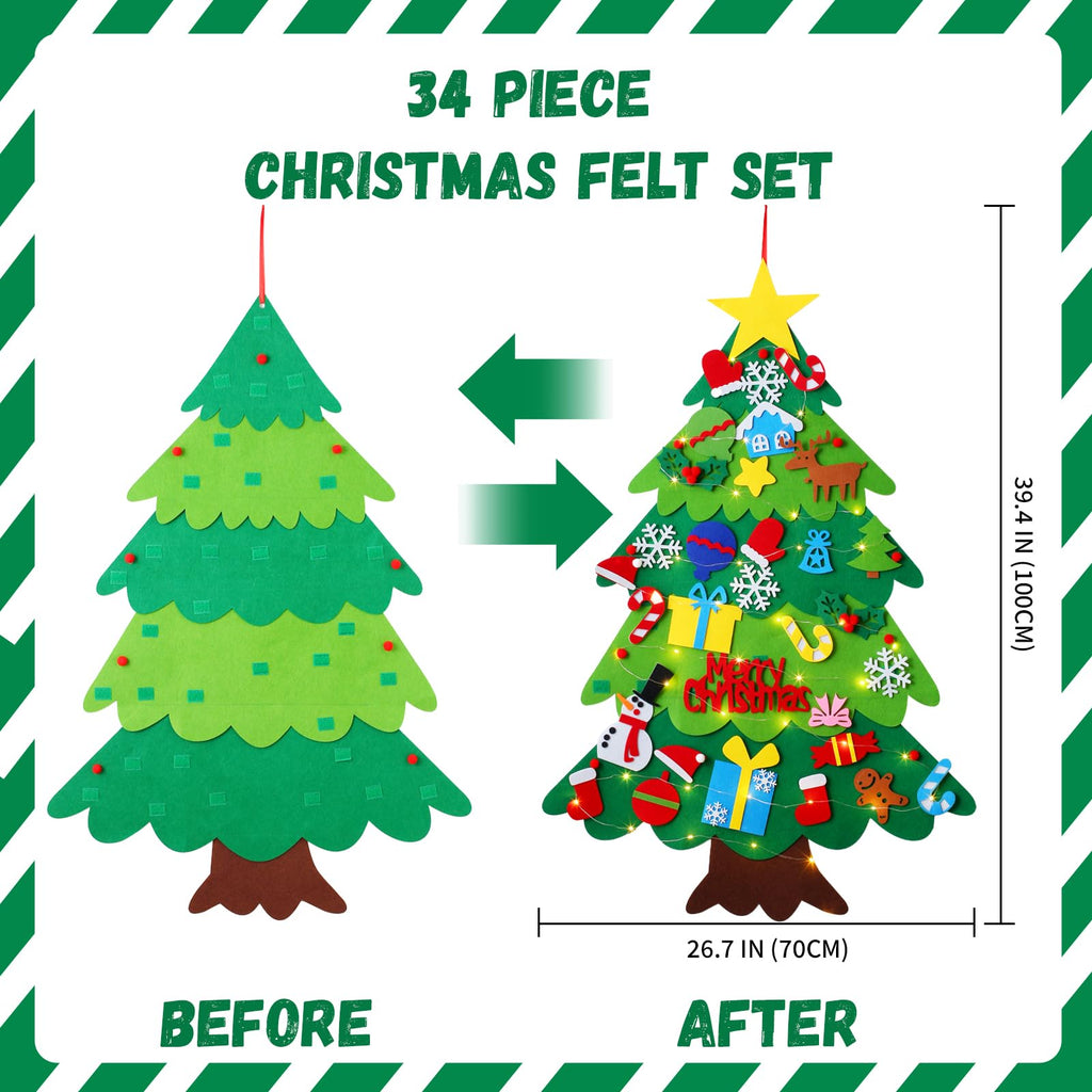 Felt Christmas Tree with 34 Ornaments L79477