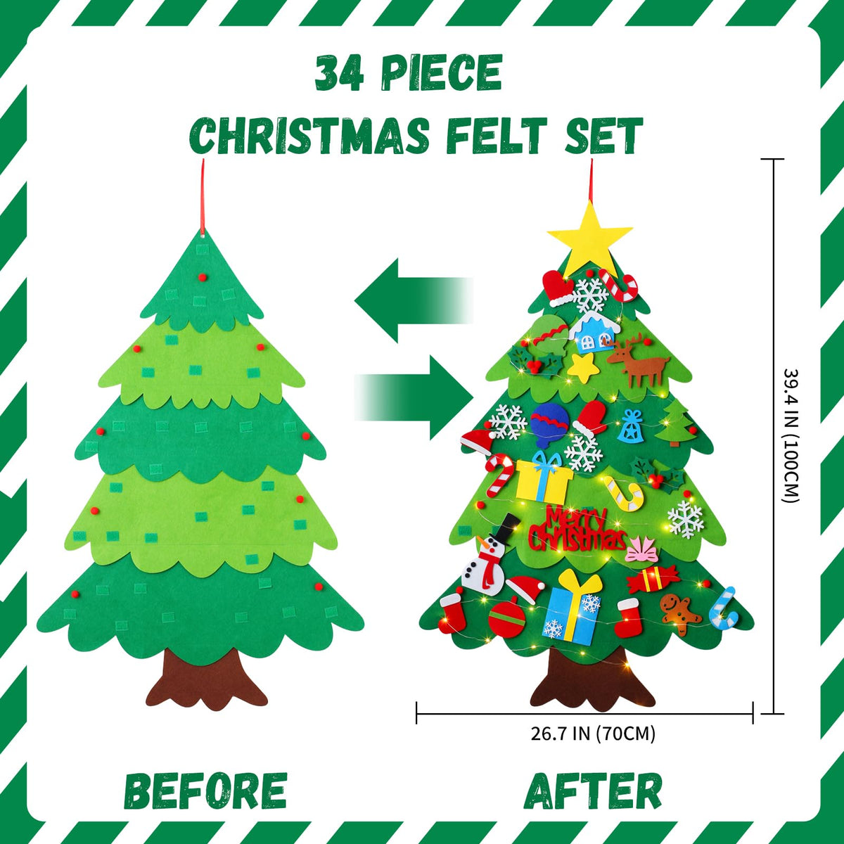 Felt Christmas Tree with 34 Ornaments L79477