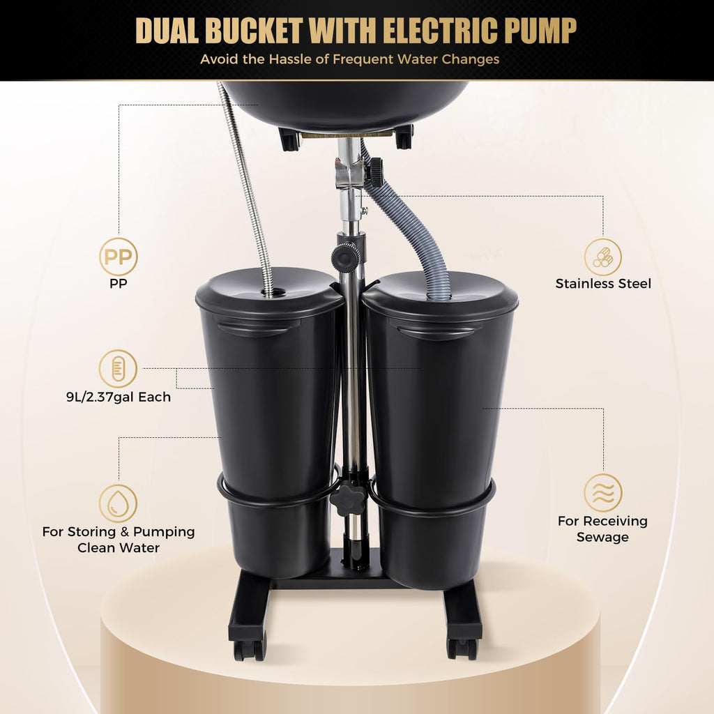 Portable Plastic Shampoo Unit with 2 Water Buckets Y97141