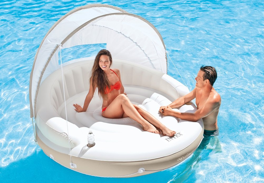 Inflatable Pool Float Lounge with Sunshade Z136