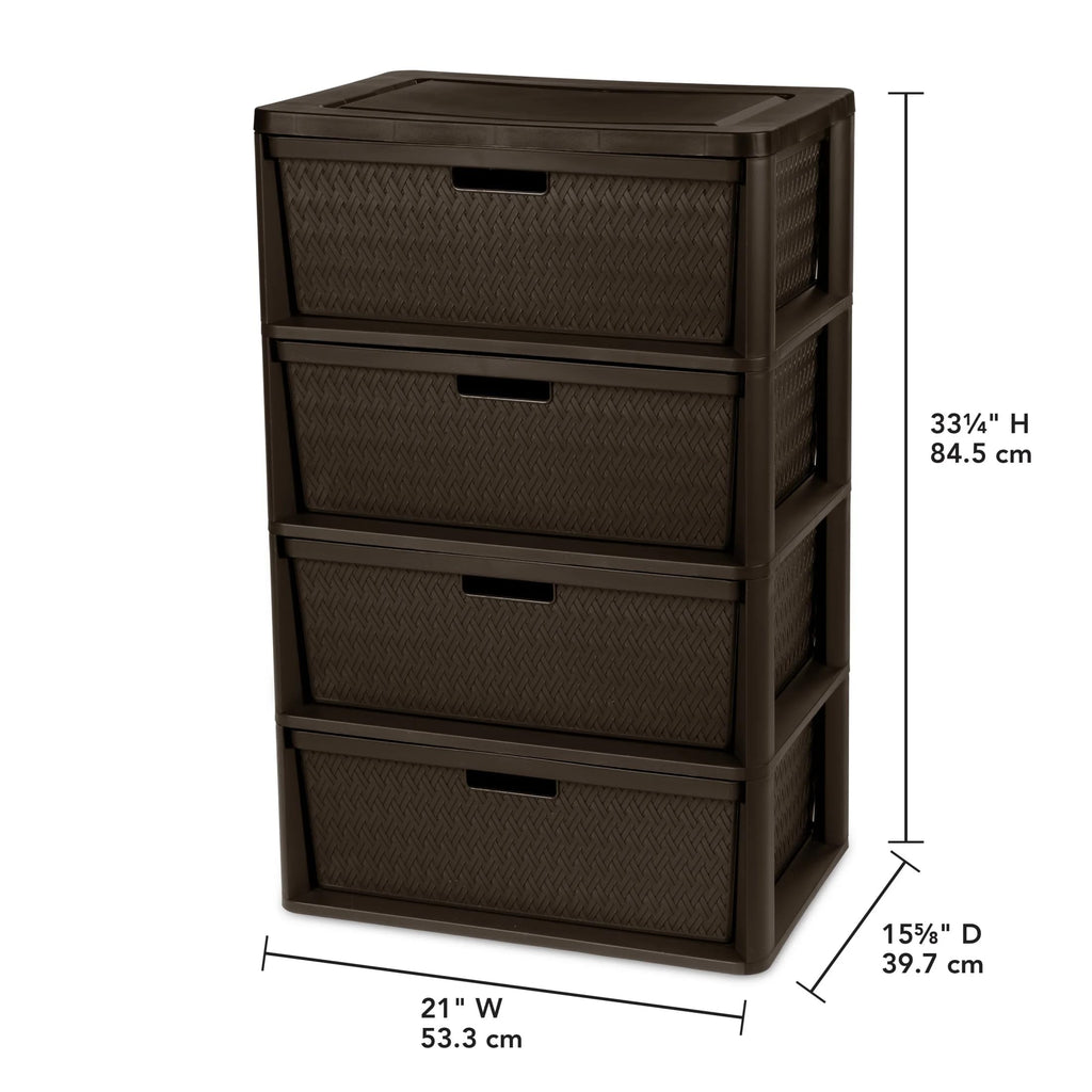 Dark Brown 4 Drawer Plastic Drawer Tower C323518