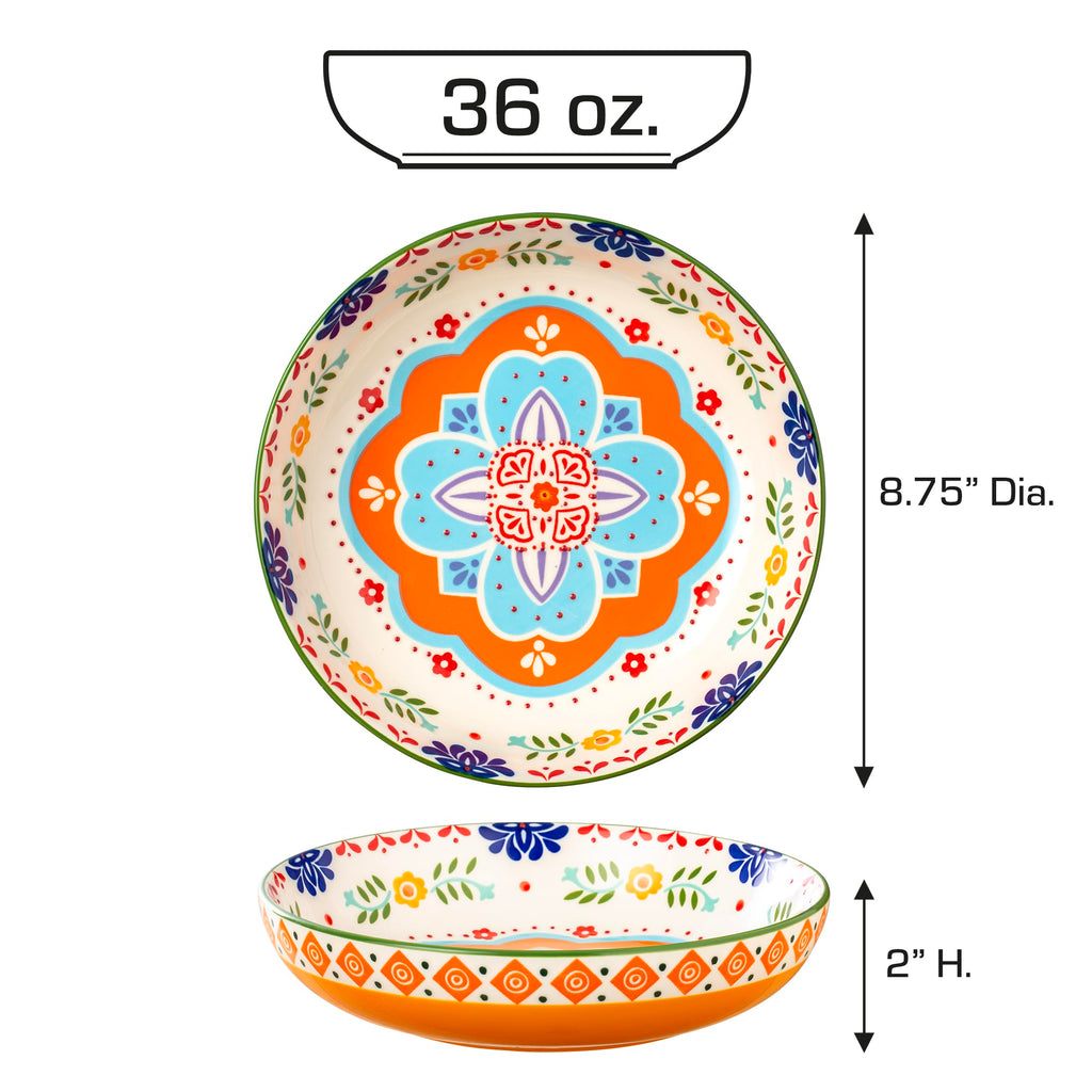 36 OZ Shallow Ceramic Dinner Bowls Set of 4 Z46410