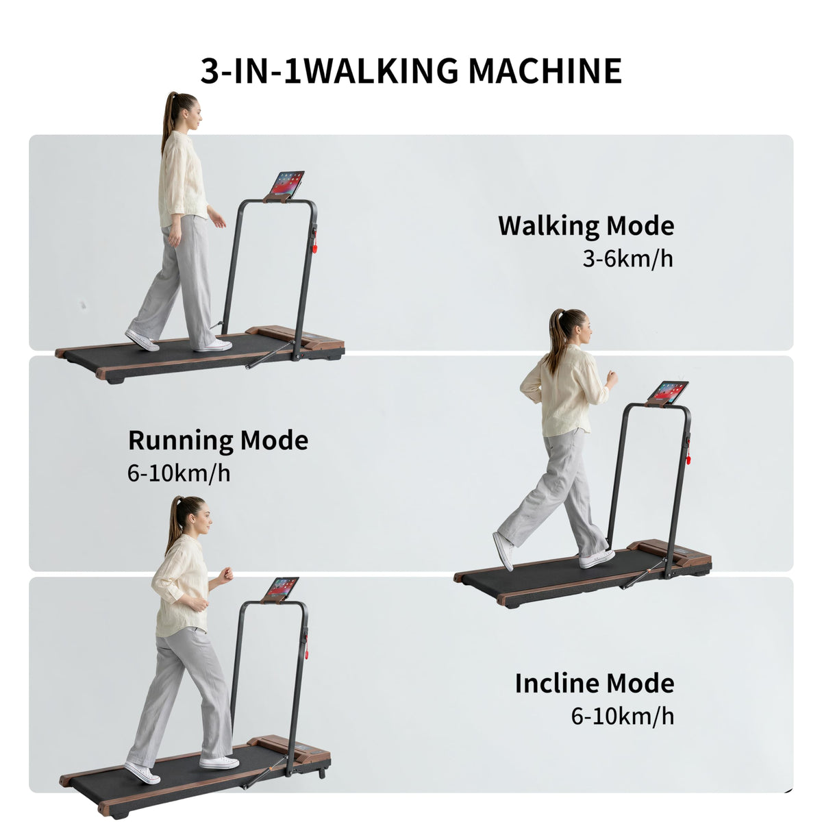 2 in 1 Under Desk Treadmill 2.5HP Portable Treadmill H237
