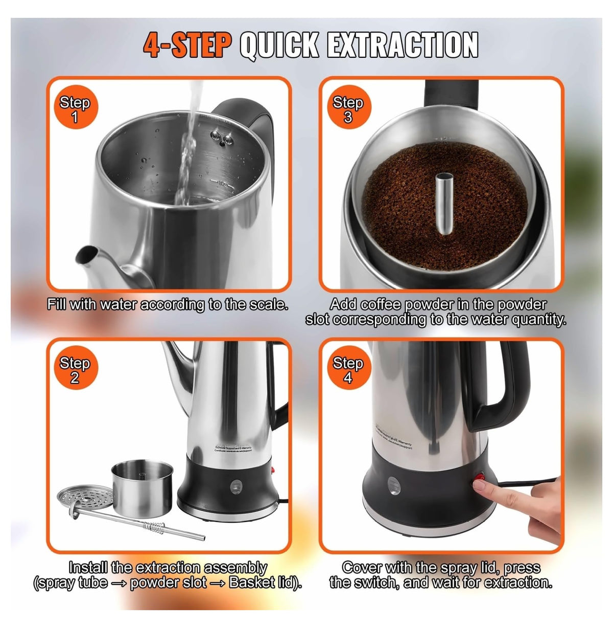 12-Cup Stainless Steel Electric Percolator Coffee Pot J2114