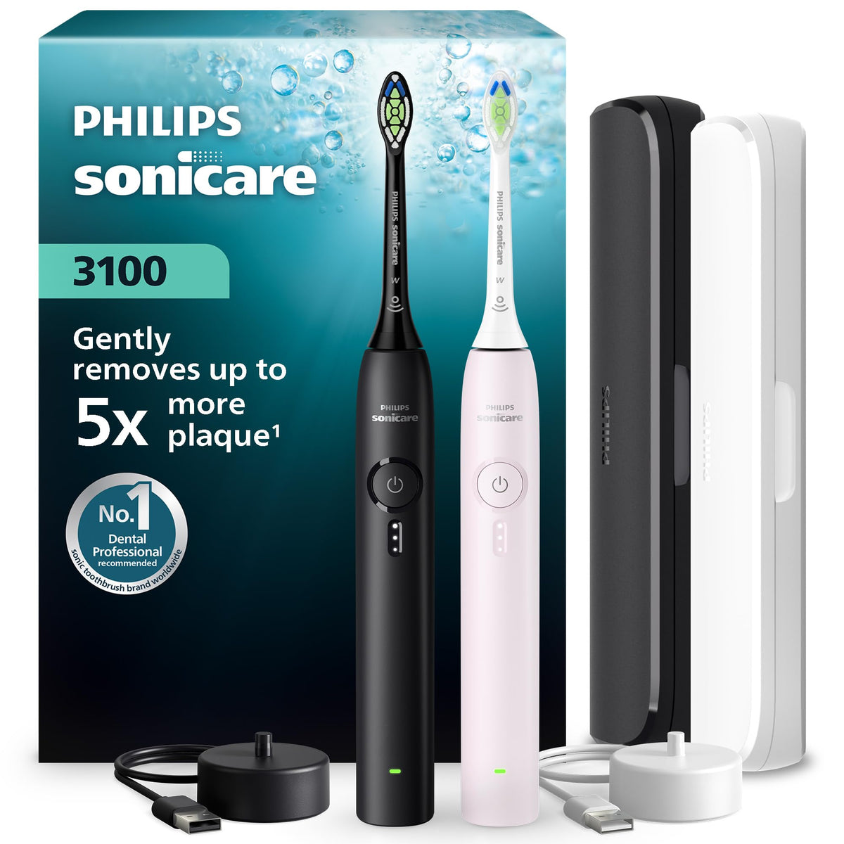 Black & Light Pink 2 Pack Electric Toothbrush G7162