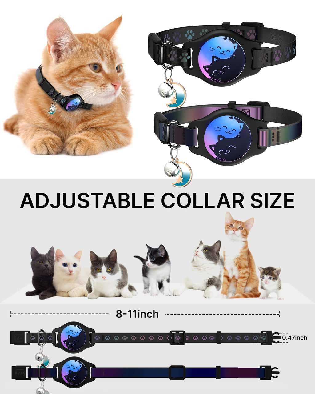 Cat Collar with AirTag Holder 2 Pack T705