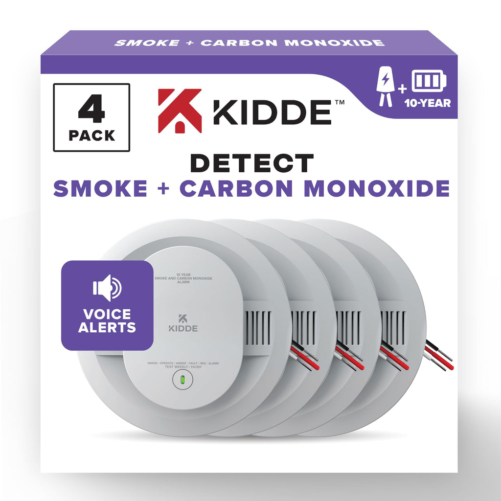 Hardwired Smoke & Carbon Monoxide Detector, 10-Year Battery Backup, 4 Pack M10995