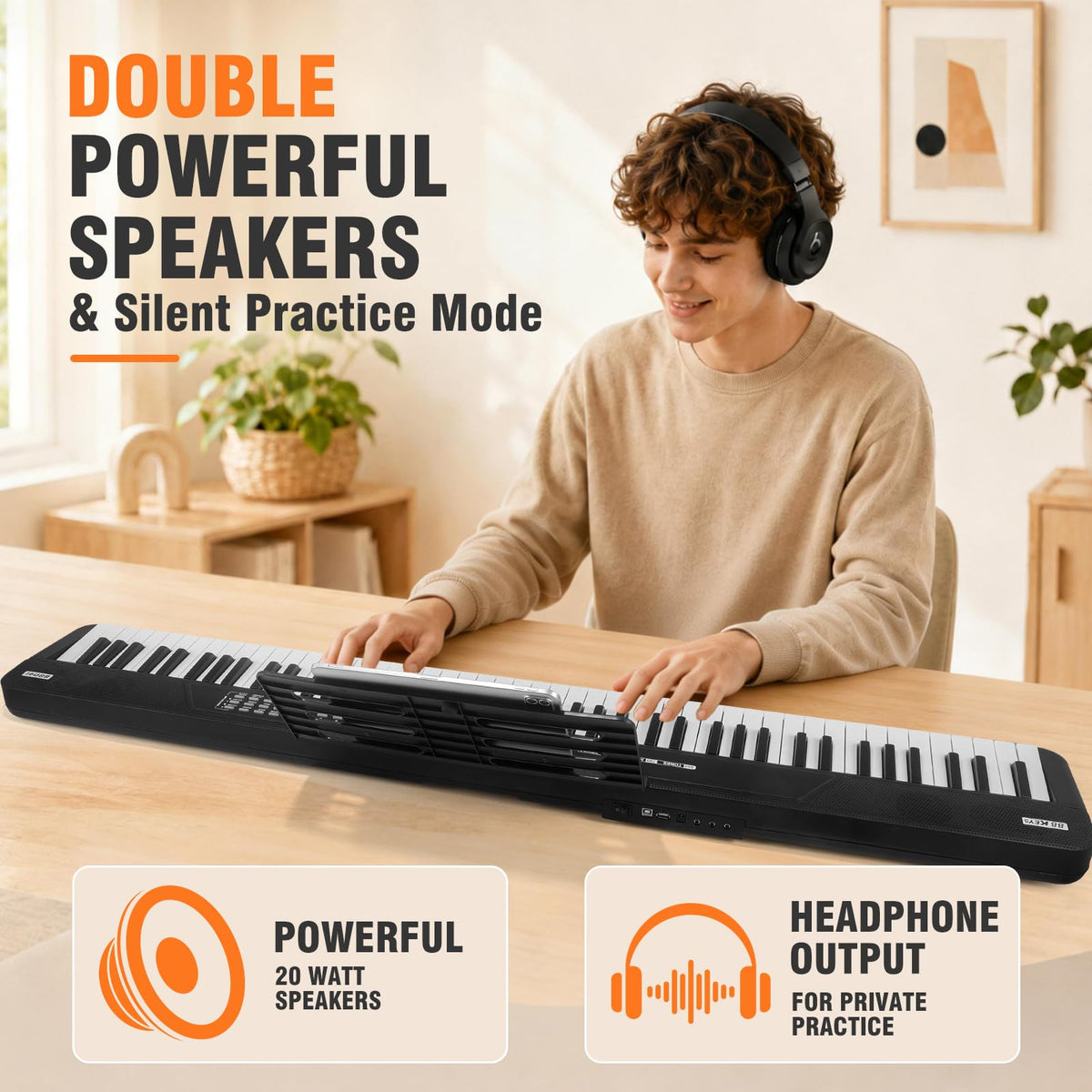 88 Key Semi Weighted Digital Piano with Stand D57058