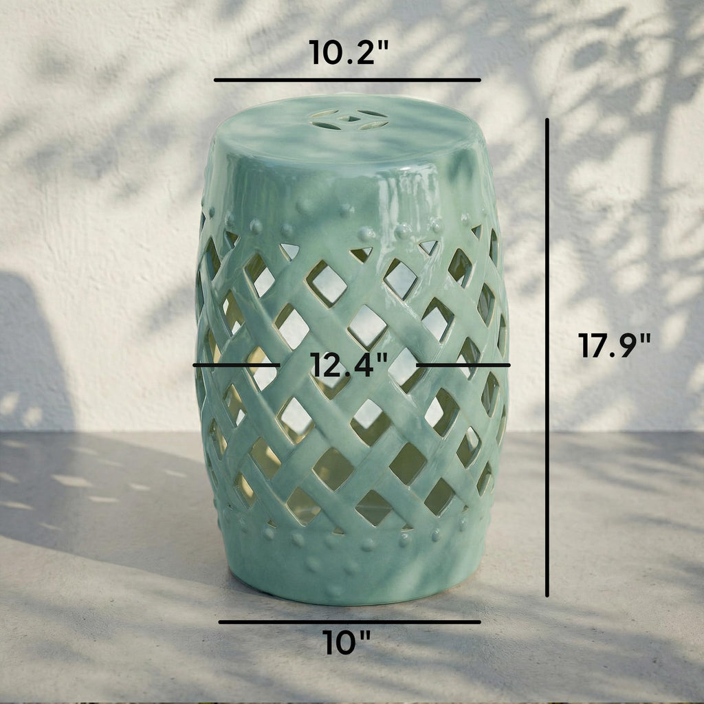 Ceramic Garden Stool Outdoor Stool Green N349