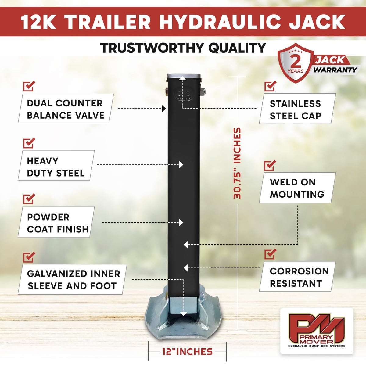 Hydraulic Trailer Jack 12,000 lb Double Acting Z1925