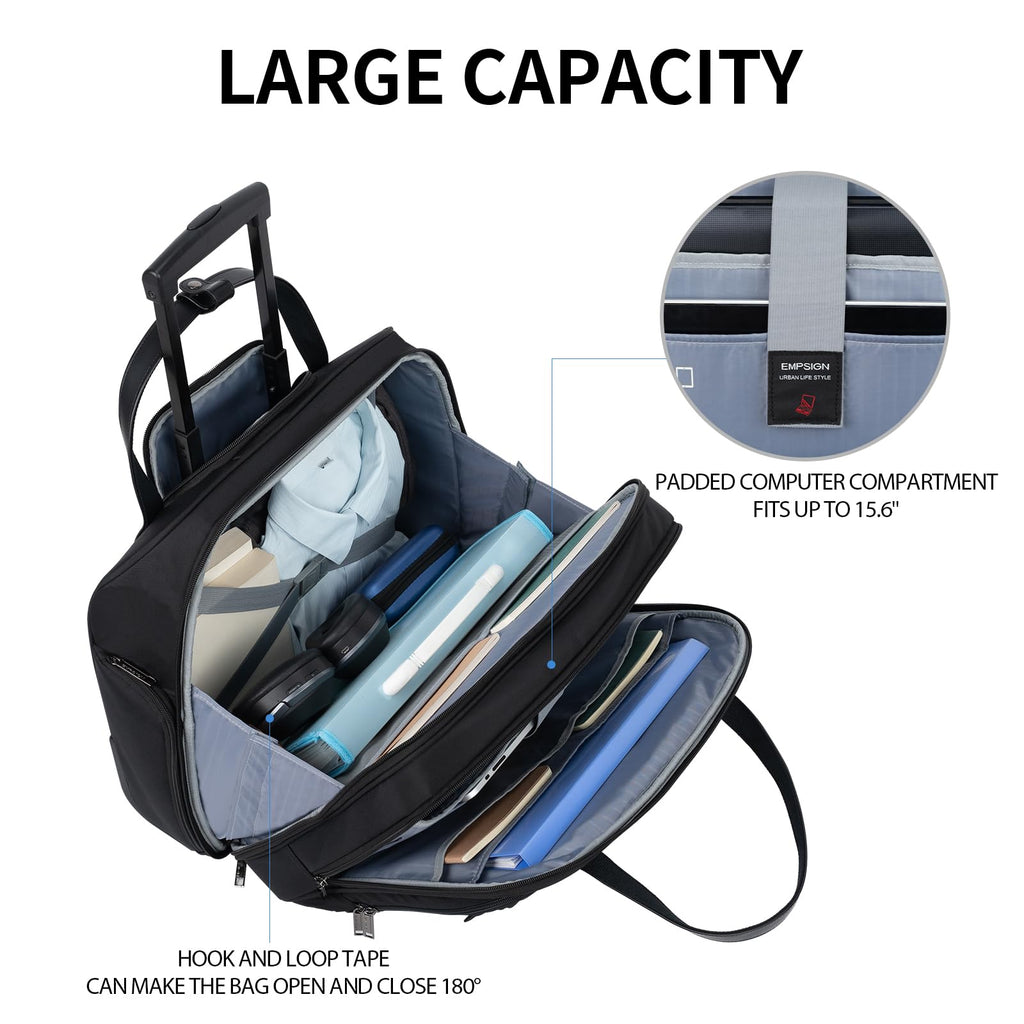 Rolling Laptop Bag 15.6 Inch Black H23244