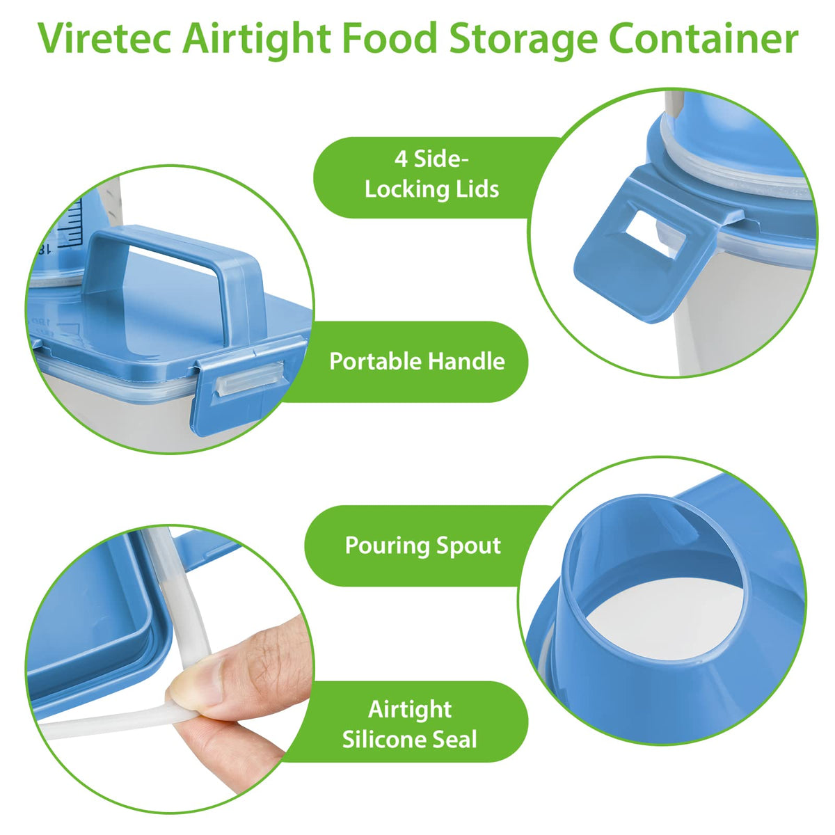 Airtight Rice Storage Container with Measuring Cup F977