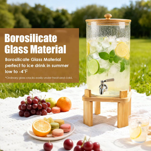 2.3 Gallon Glass Beverage Dispenser with Spigot V7890