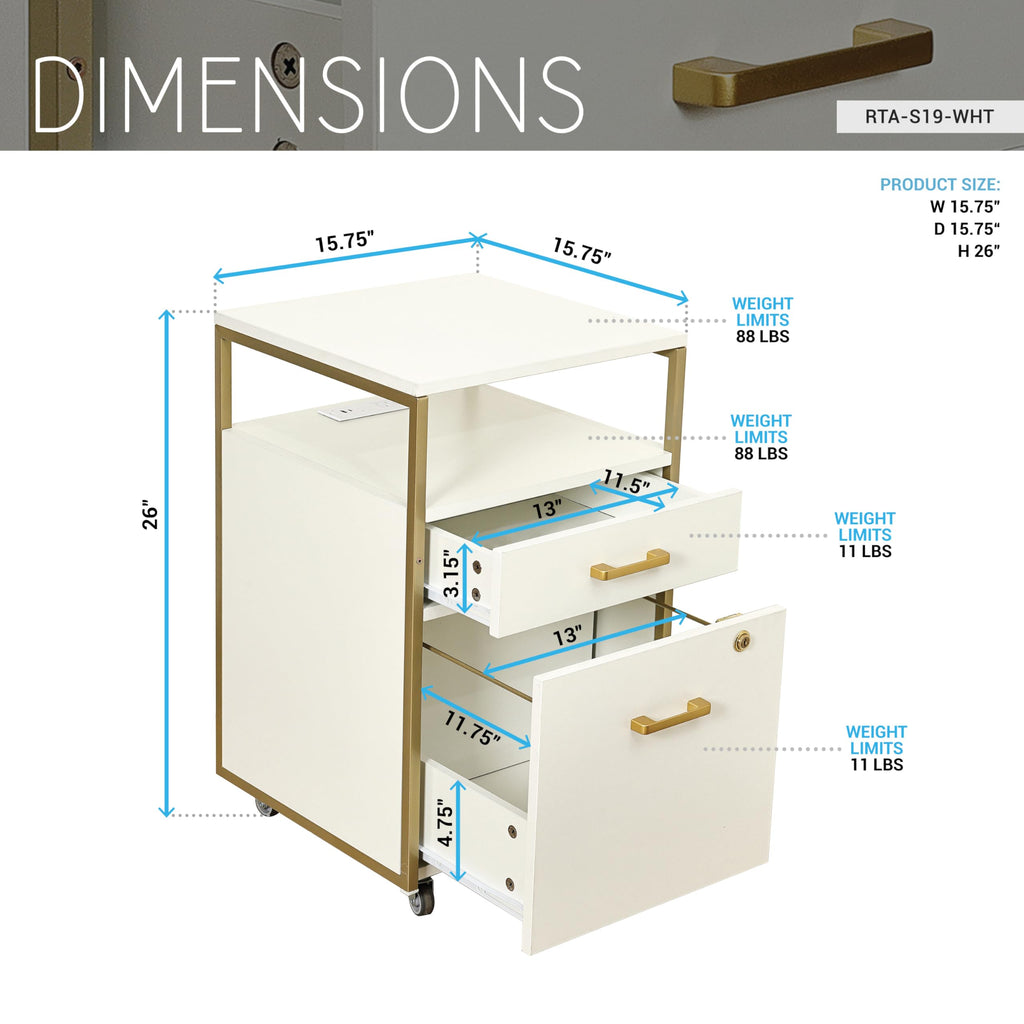 2 Drawer Rolling File Cabinet with Lock X58241