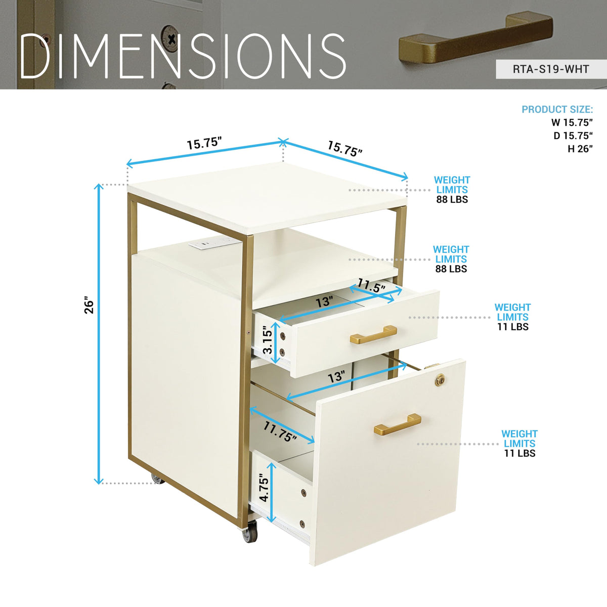 2 Drawer Rolling File Cabinet with Lock X58241