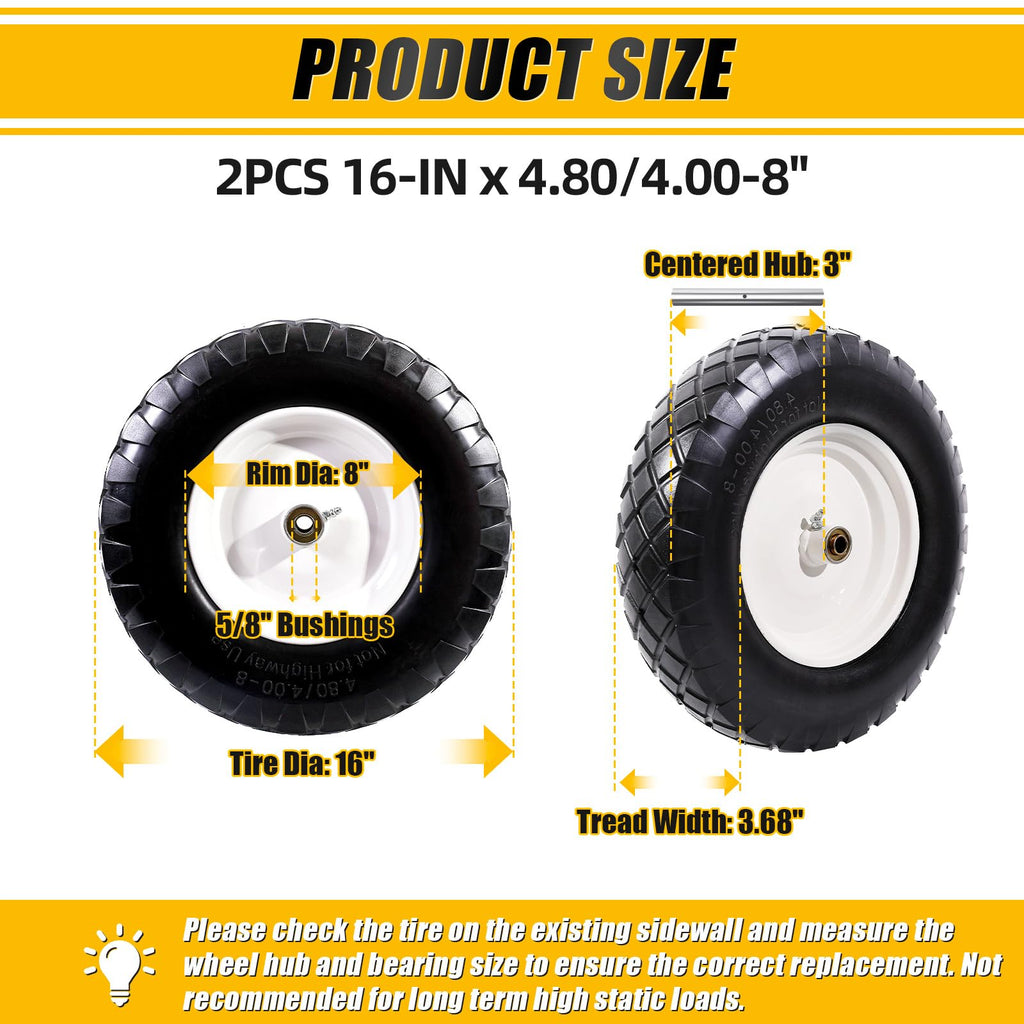 4.80/4.00-8" Flat Free Wheelbarrow Tire and Wheel O174964