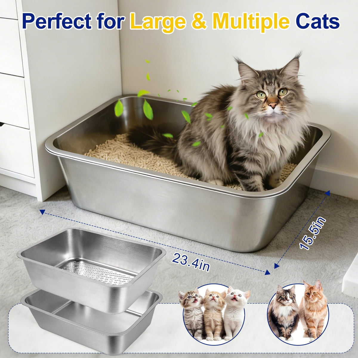 Stainless Steel Sifting Litter Box with Sifter O812877