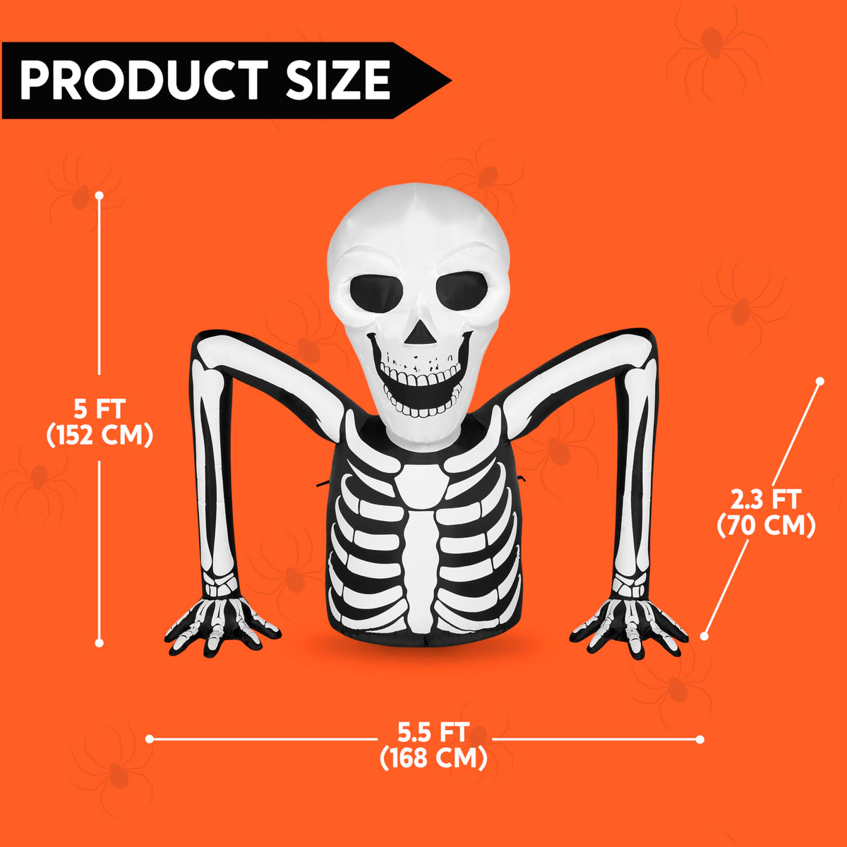 5.5 FT Long Inflatable Skeleton Outdoor Decoration with LEDs N600