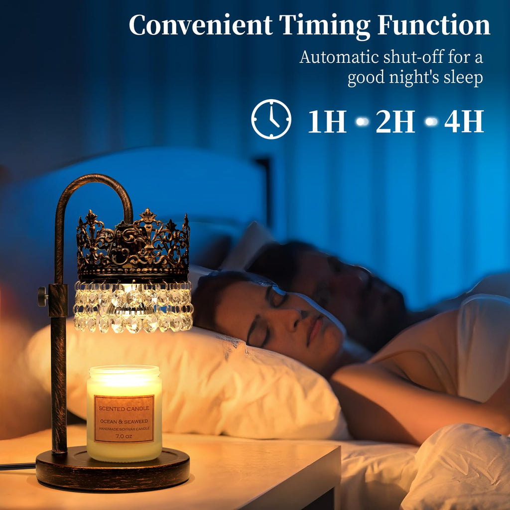 Candle Warmer Lamp with Timer Dimmer Adjustable Height Black Gold Brushed Q433782