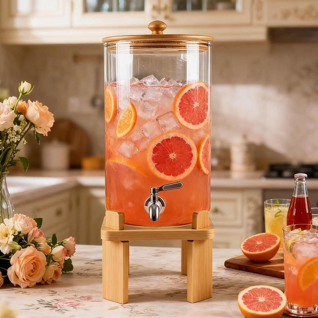 2.3 Gallon Glass Beverage Dispenser with Spigot V7890