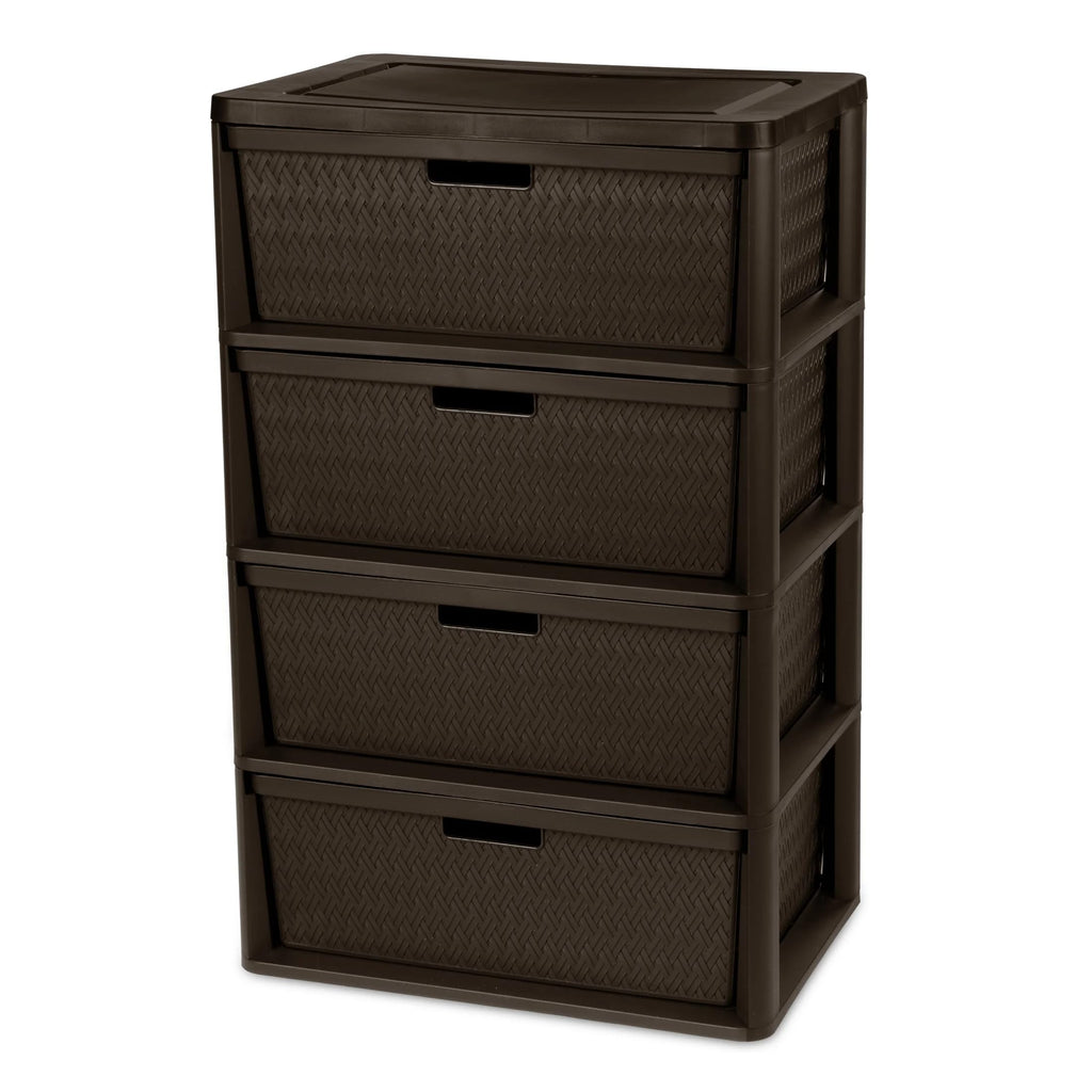 Dark Brown 4 Drawer Plastic Drawer Tower C323518